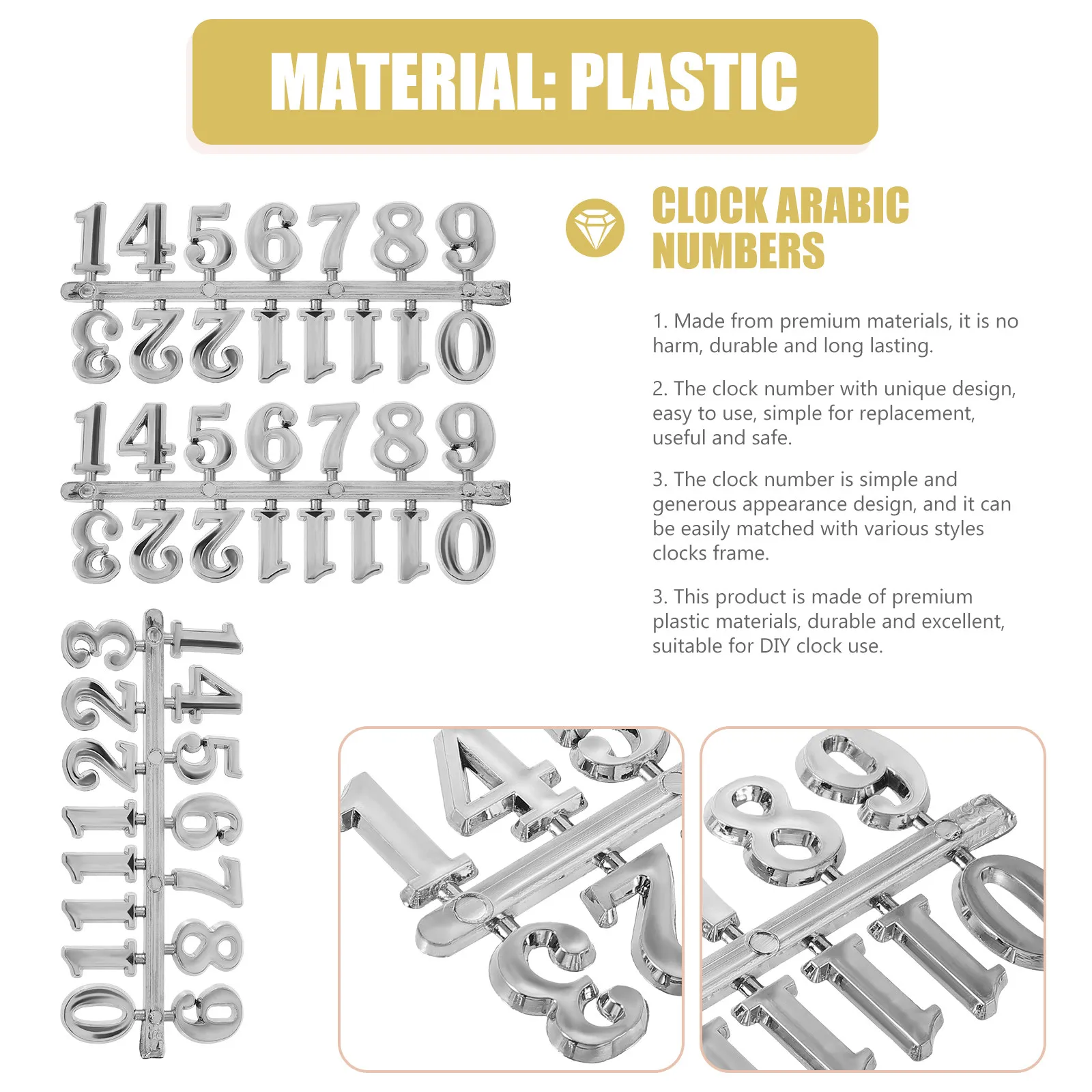 5 Sets Clock Numbers for Homemade Clocks Adhesive Faces Crafts Digital Moulds Arabic