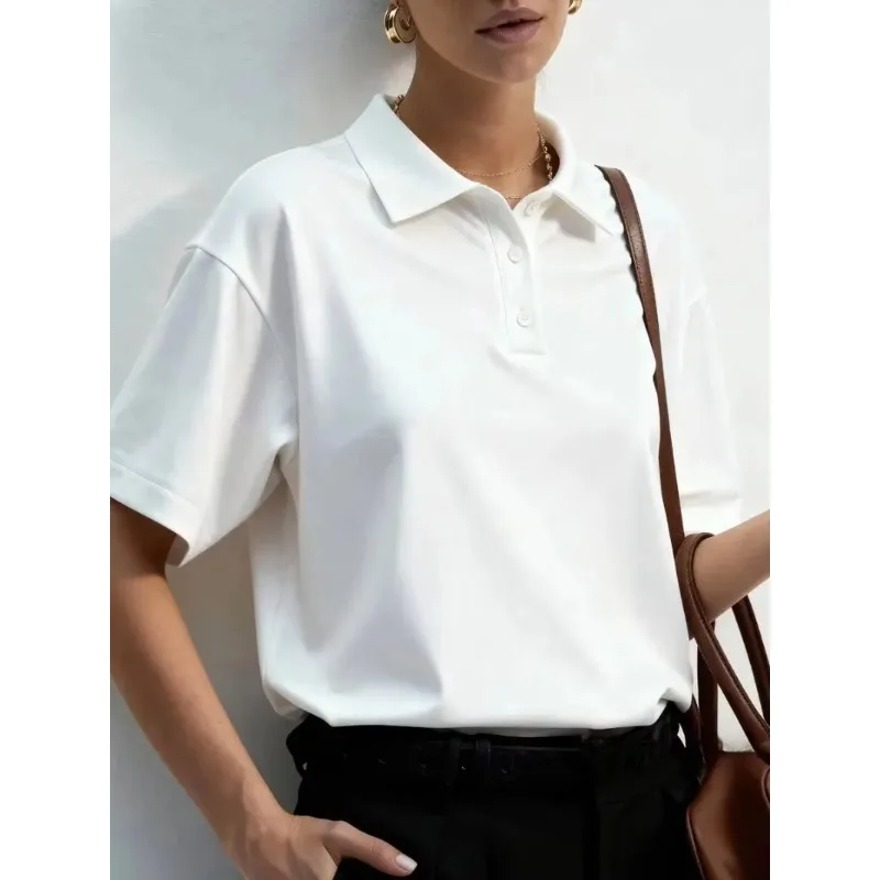 Neutral streetwear fashion cotton summer solid color polo shirt casual style women's men's breathable golf shirt T-shirt