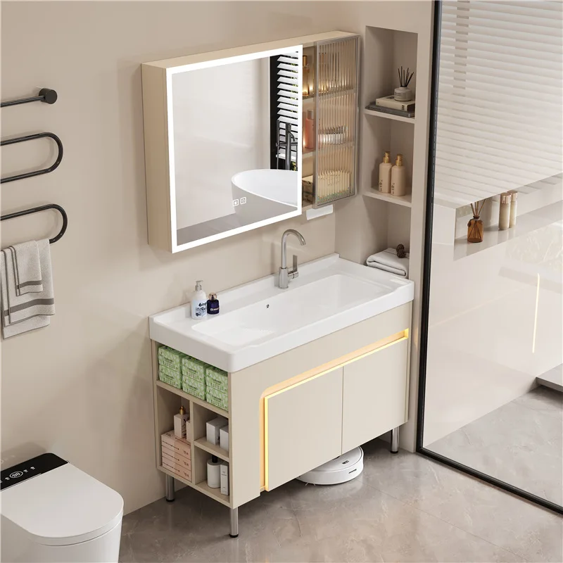 Cream wind honeycomb aluminum floor laundry basin Household wash basin with rubbing board Laundry sink Large sink Side storage