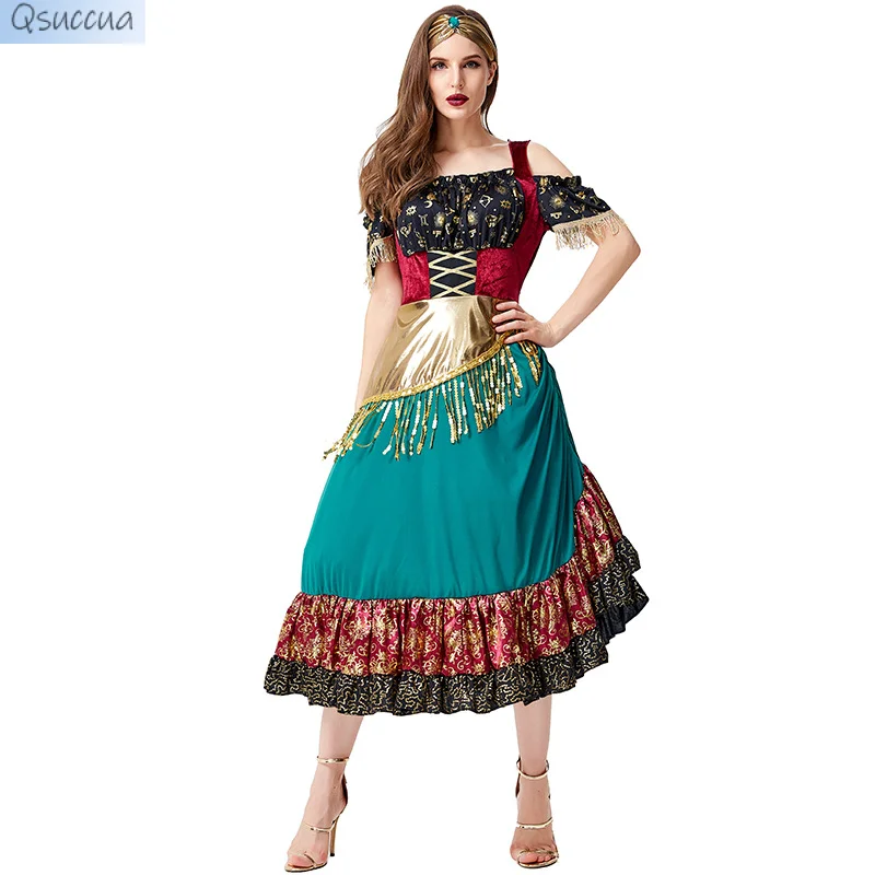 Halloween Show Set Flamenco Costume Stage Performance Diviner Girl