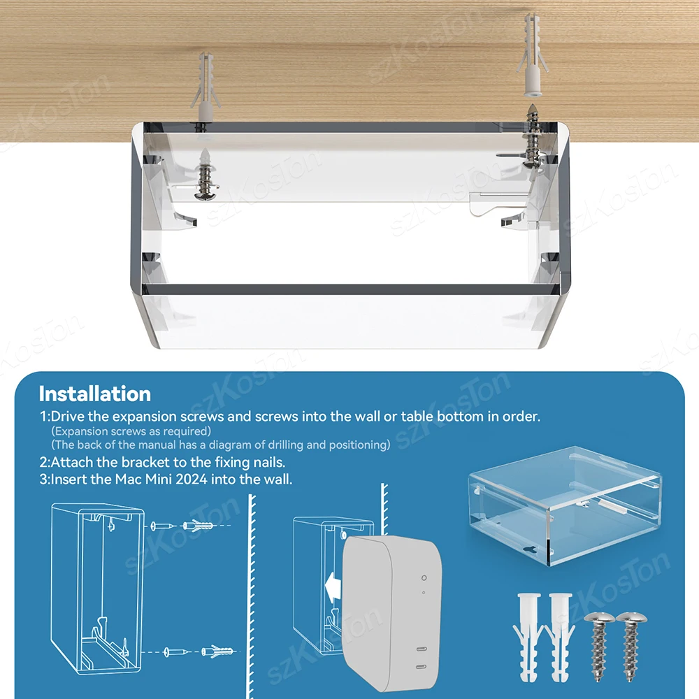 Para Apple Mac Mini M4/M4 Pro 2024 soporte de escritorio Vertical acrílico funda protectora de pared y soporte debajo del escritorio para Mac Mini M4 Pro PC