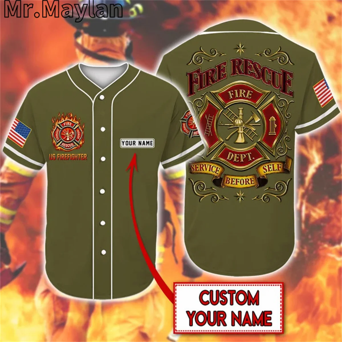 Custom Name Proud to be Firefighter White Baseball Tee Jersey Shirt 3D Print Firefighting Men's Shirt Casual Shirts hip hop Tops