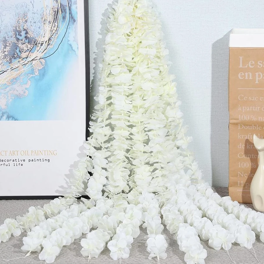 Corona de boda de flor de cerezo Artificial de seda de 100cm, arco de jardín, guirnalda de mimbre de San Valentín, decoración romántica para el hogar, caja de regalo Diy