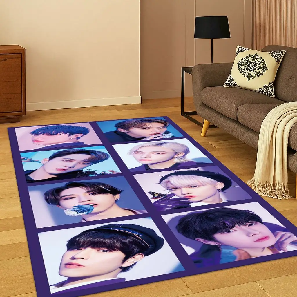 Kpop Star S-Stray Kids Hyunjin Teppich für Schlafzimmer, Wohnzimmer, Sofa, Zuhause, Fußmatte, Heimdekoration, Bereich Teppich, rutschfeste Bodenmatte, Geschenk