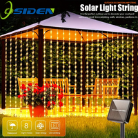 3x3M 300Leds Solar Curtain String Lights Outdoor Waterproof Garden Decoration Fairy Garland 8 Lighting Modes Christmas Lighting