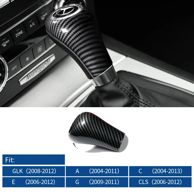 Car Gear Shift Knob Panel Cover Stickers for Mercedes Benz W169 W204 W212 W463 X218 C200 A C E G Class CLS Carbon Fiber Vinyl