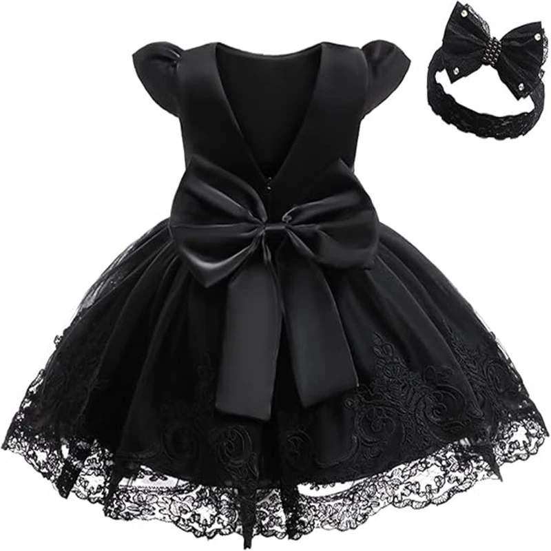 New Years Wedding Princess Dress For Girls Kid Vestidos Birthday One Year Dress Party Baptism Bow Clothes Christmas Costume 0-2Y