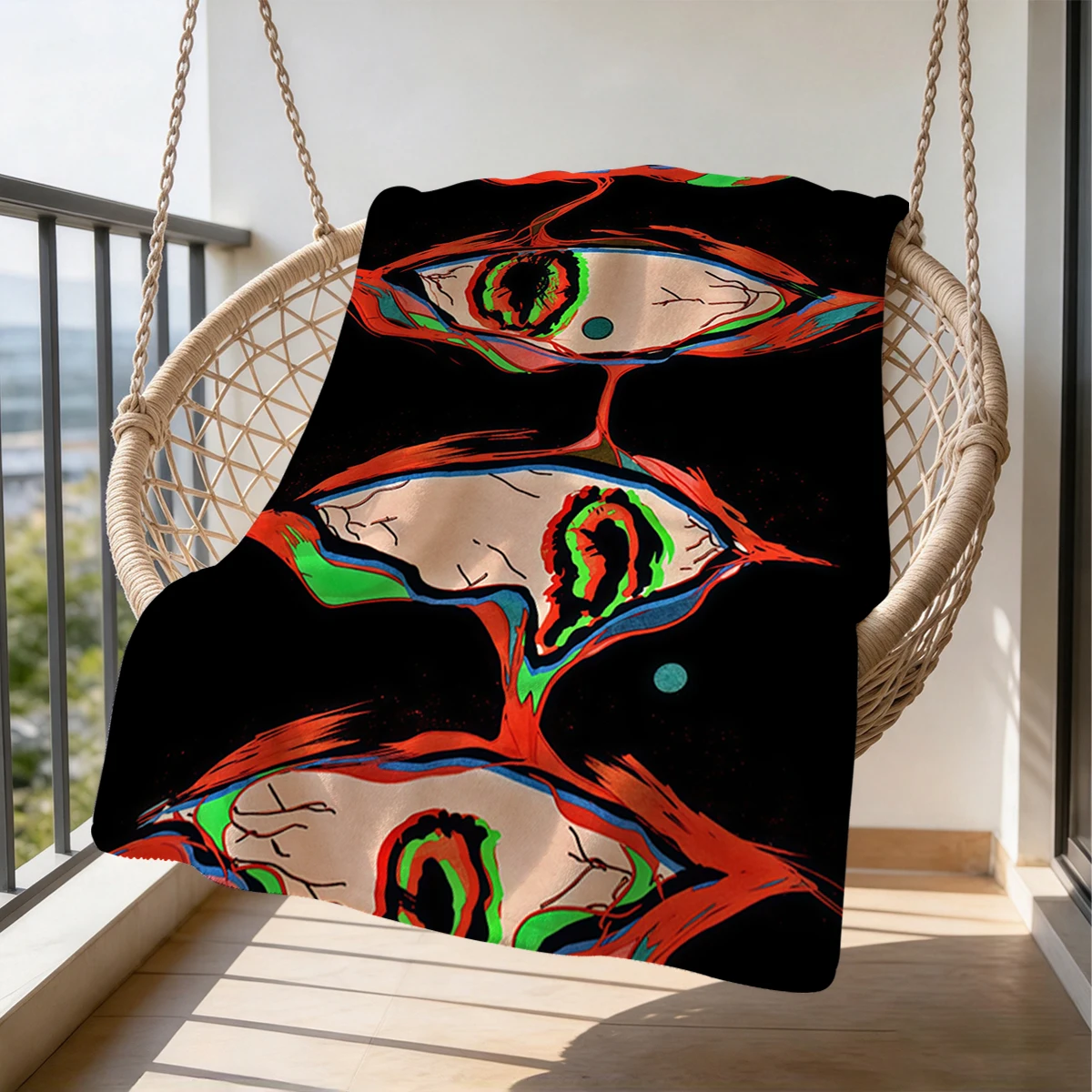 Chaos Eyes Flannel Blanket Warm Soft Halloween Christmas Couch Warm Cozy Decorative Decor Gift for All Season