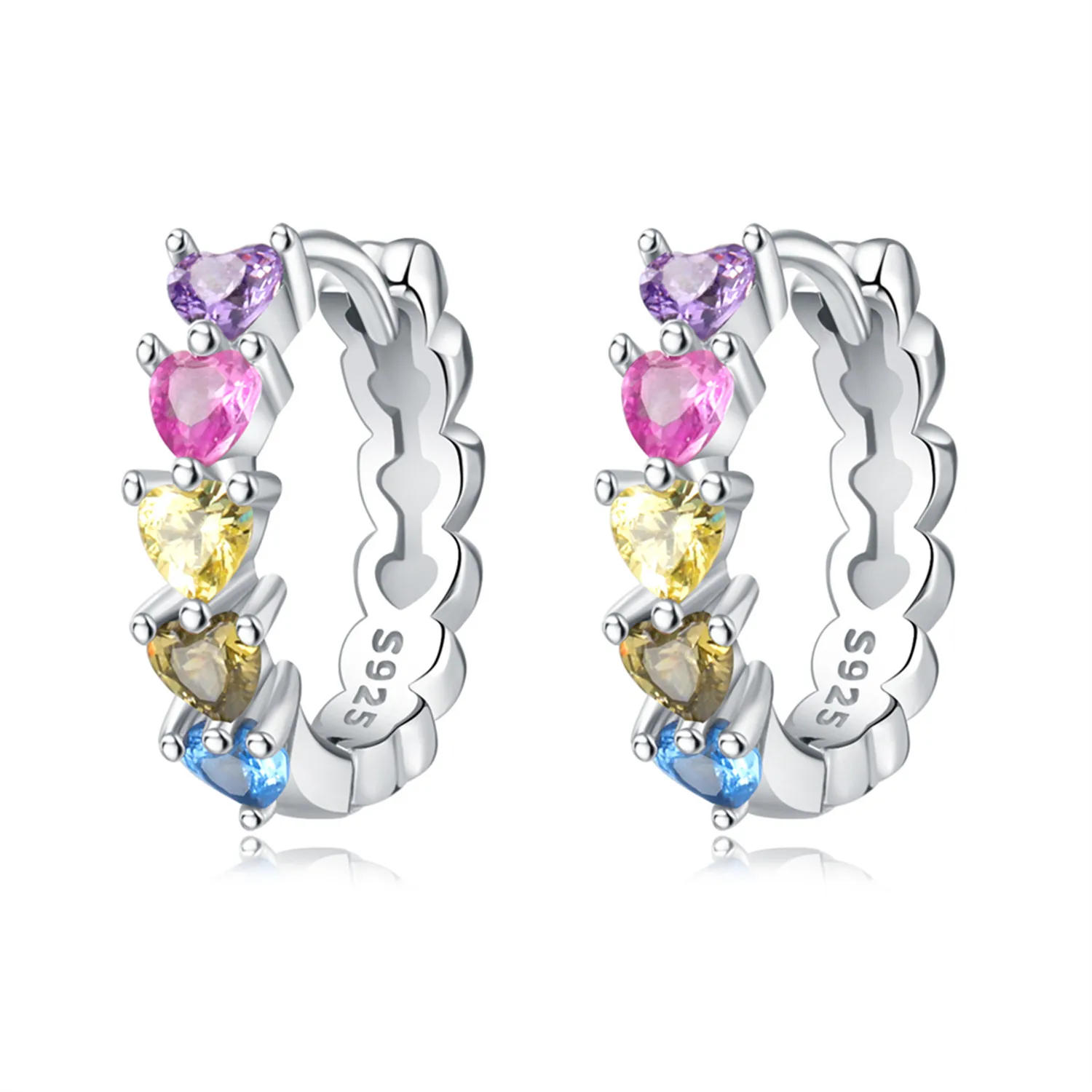 Women's 925 Sterling Silver Star Moon Heart Shape Earrings