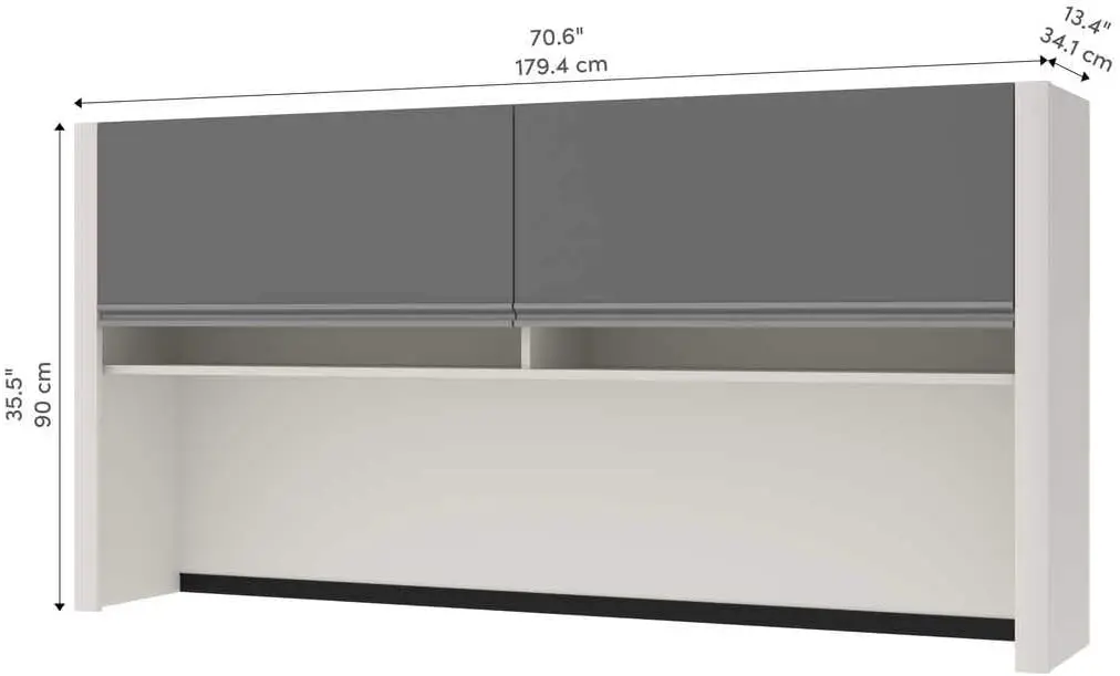 Connexion Hutch For Narrow Desk Shell, 71W, Slate & Sandstone