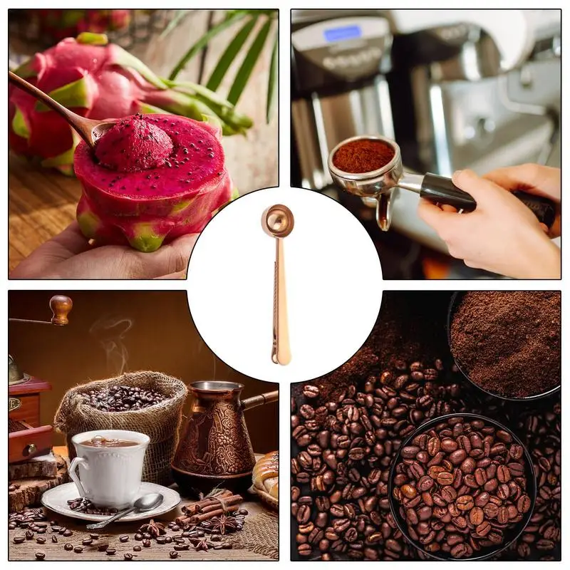 Morsetto e cucchiaio per caffè cucchiaio multifunzionale in acciaio inossidabile Clip paletta antiruggine per caffetteria per tè zucchero farina caffè