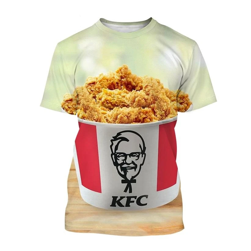 Summer fashion new K F C shirt 3D printing men\'s and women\'s T-shirt casual KFC graphic character printing T-shirt 100-6XL
