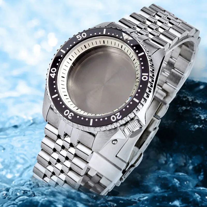 

Fit NH35 NH36 NH34 Stainless Steel 41mm 200m Dive Watch Case Steel Bracelet Sapphire Glass 120 Clicks Rotating Bezel Black Blue