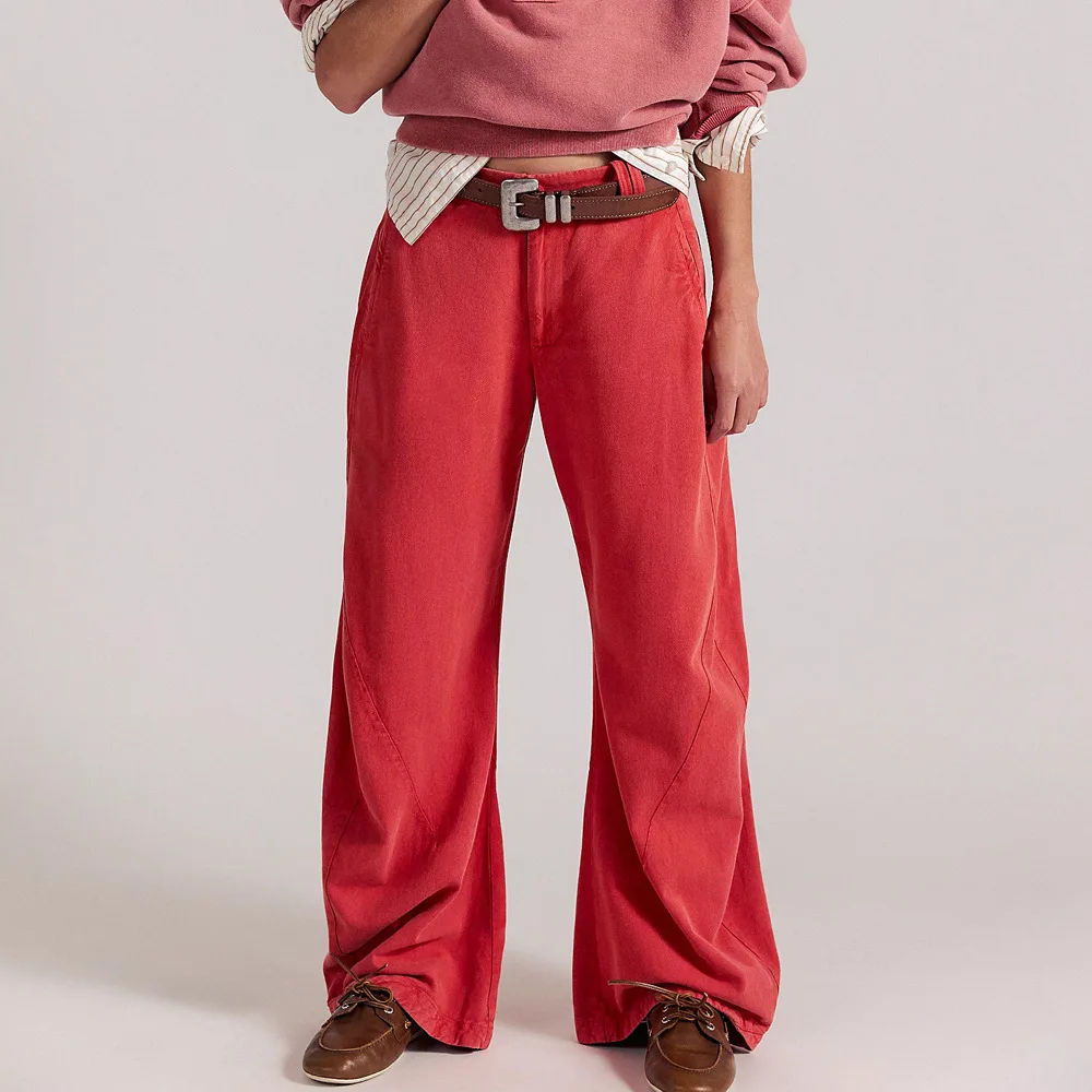 

Pant Women Vintage Wide Leg Long Pants Slim Fit High Waist Capris Straight Trousers Y2k Streetwear Elegant Work Spring 2026