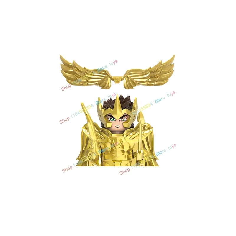 CQ11-22 quadrinhos anime figuras de ação modelos blocos de construção guerreiros dourados cena tijolos acessório brinquedos das crianças presentes aniversário