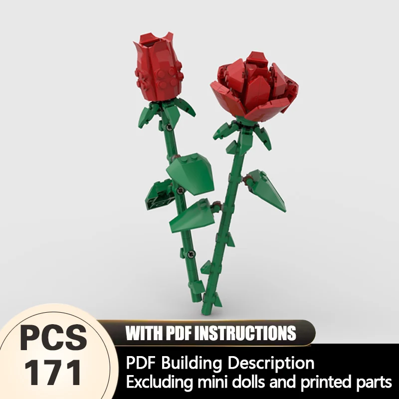 

Creators Plant Series Model MOC Building Bricks Red Flowers Modular Technology Gifts Holiday Assemble Children Toys Suit