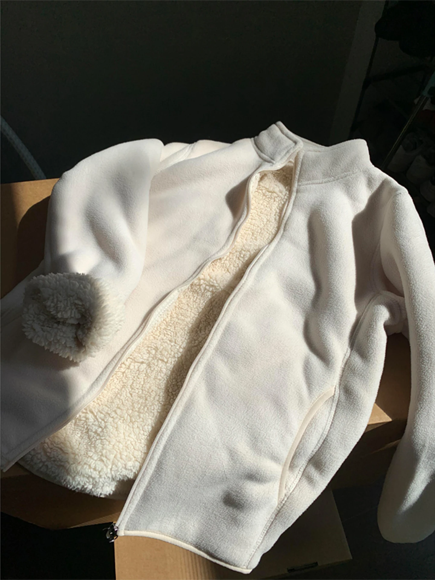 

Men's Thiened Double-layer Cosite Fce Jaet Cotton Coat Stand Collar Warm Winter Clothes Polyester Fiber Casual Wear