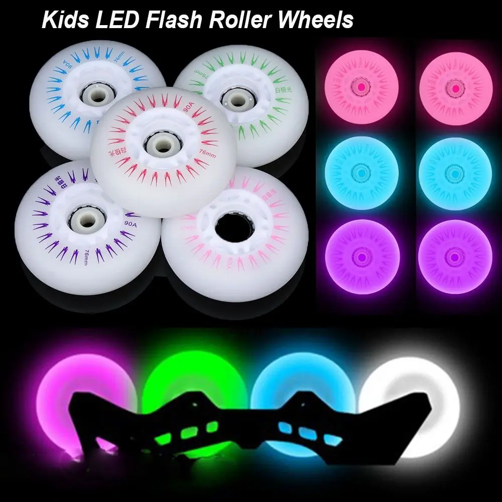 

4pcs LED 90A 70mm 68mm 64mm Flash Wheel 80mm 76mm 72mm Roller Wheels Parts Outdoor Inline Skates