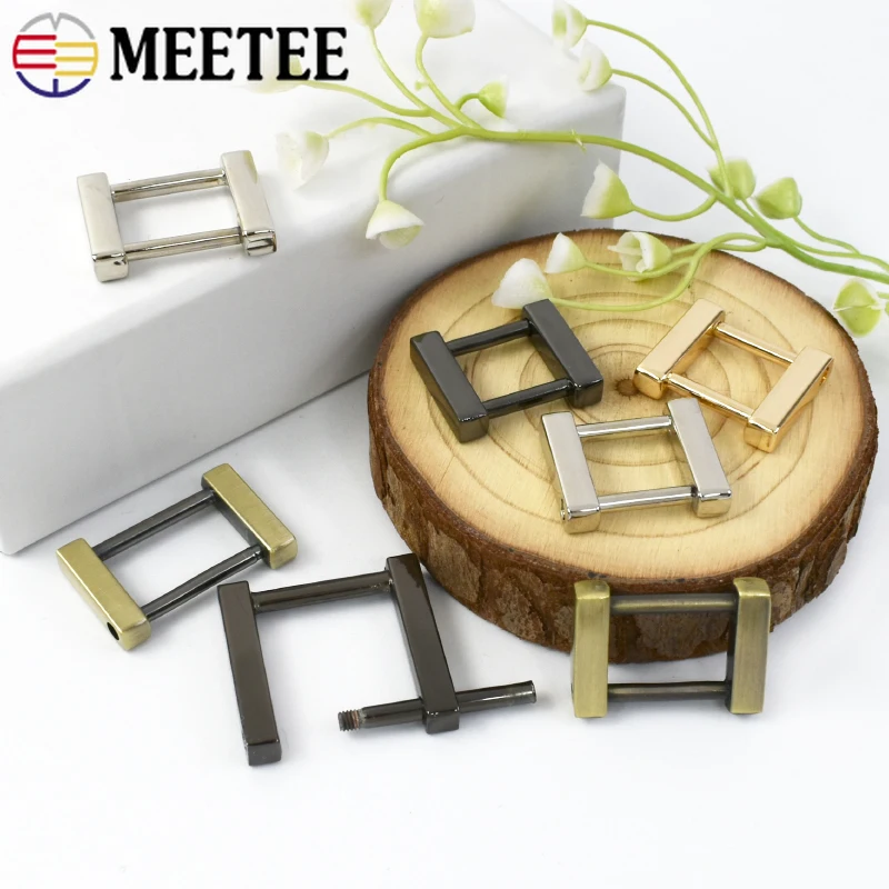 4Pcs 13/16/20/25mm Metal Ring Buckle Bag Strap Removable Screw Square Clasp Belt Dog Collar Hook DIY Hardware Accessories