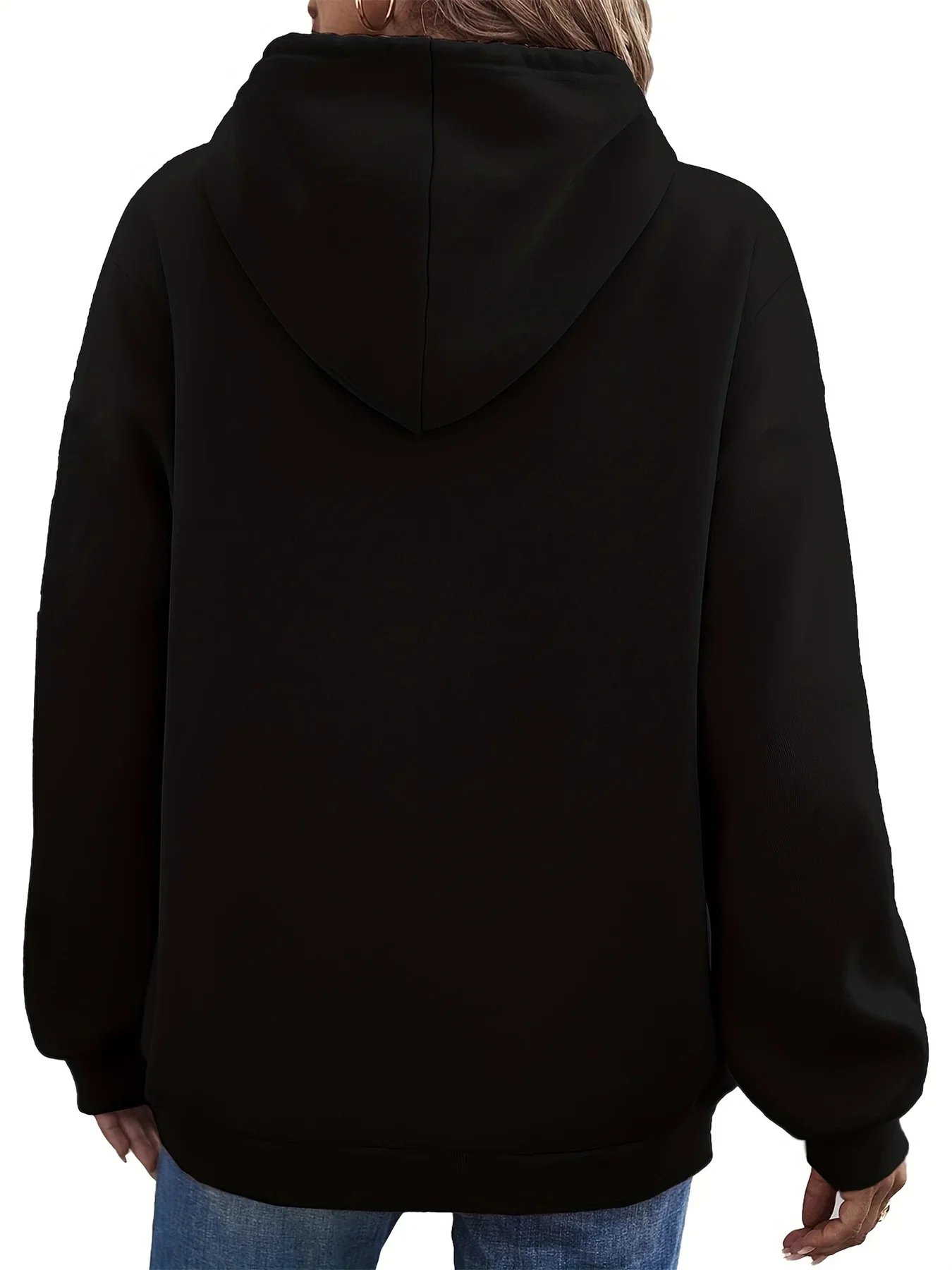 سويت شيرت نسائي للخريف والشتاء دافئ وفضفاض كاجوال مطبوع عليه حروف مثالية من جلد الغزال بأكمام طويلة وغطاء للرأس #3