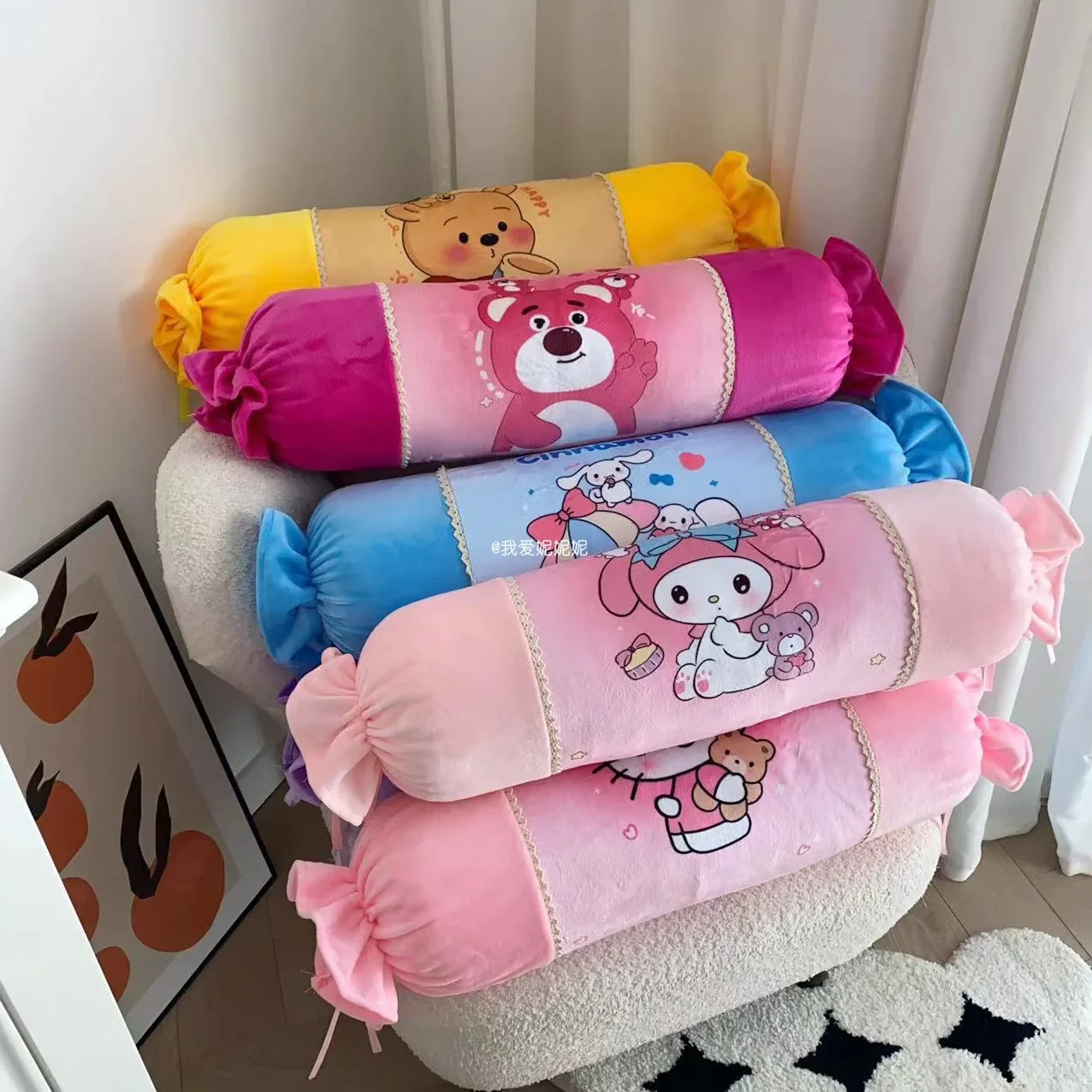 

Удобные длинные плюшевые мягкие подушки Kuromi My Melody, подушка для спинки дивана-кровати, приятная плюшевая игрушка, моющиеся рождественские подарки для девочек