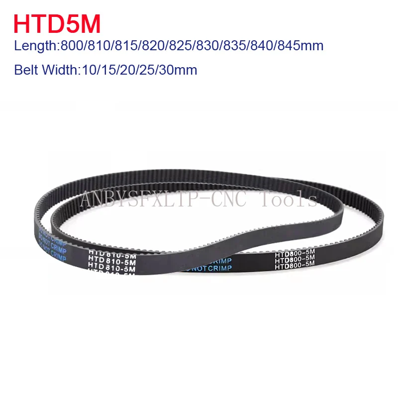 HTD5M Rubber Timing Belt Length 800/810/815/820/825/830/835/840/845mm Width10/15/20/25/30mm HTD 5M Synchronous Closed Belt