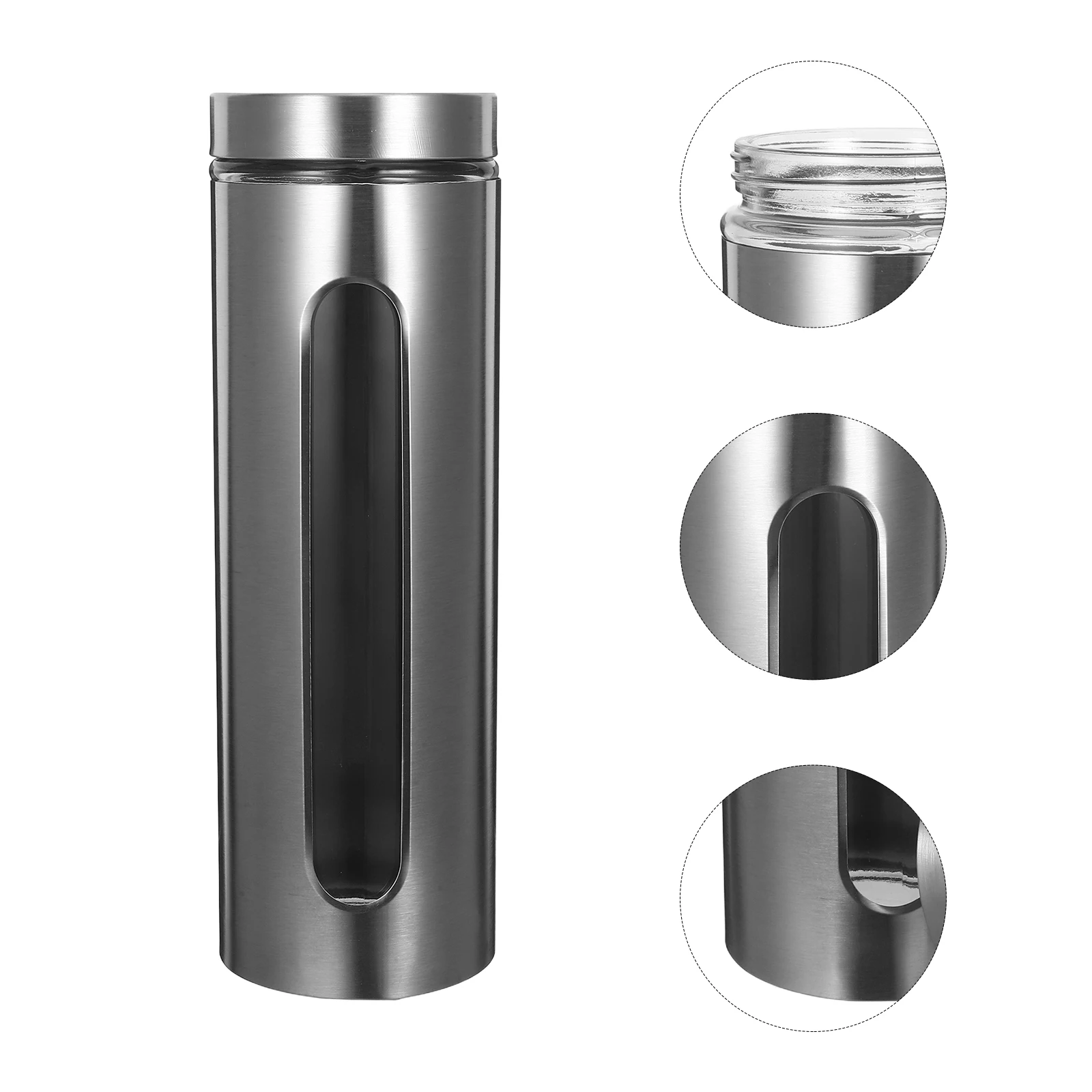 

1800Ml Food Canister Stainless Steel Sealed Container Kitchen Sugar Tea Jar Moisture Proof Dry Food Storage Household Fresh