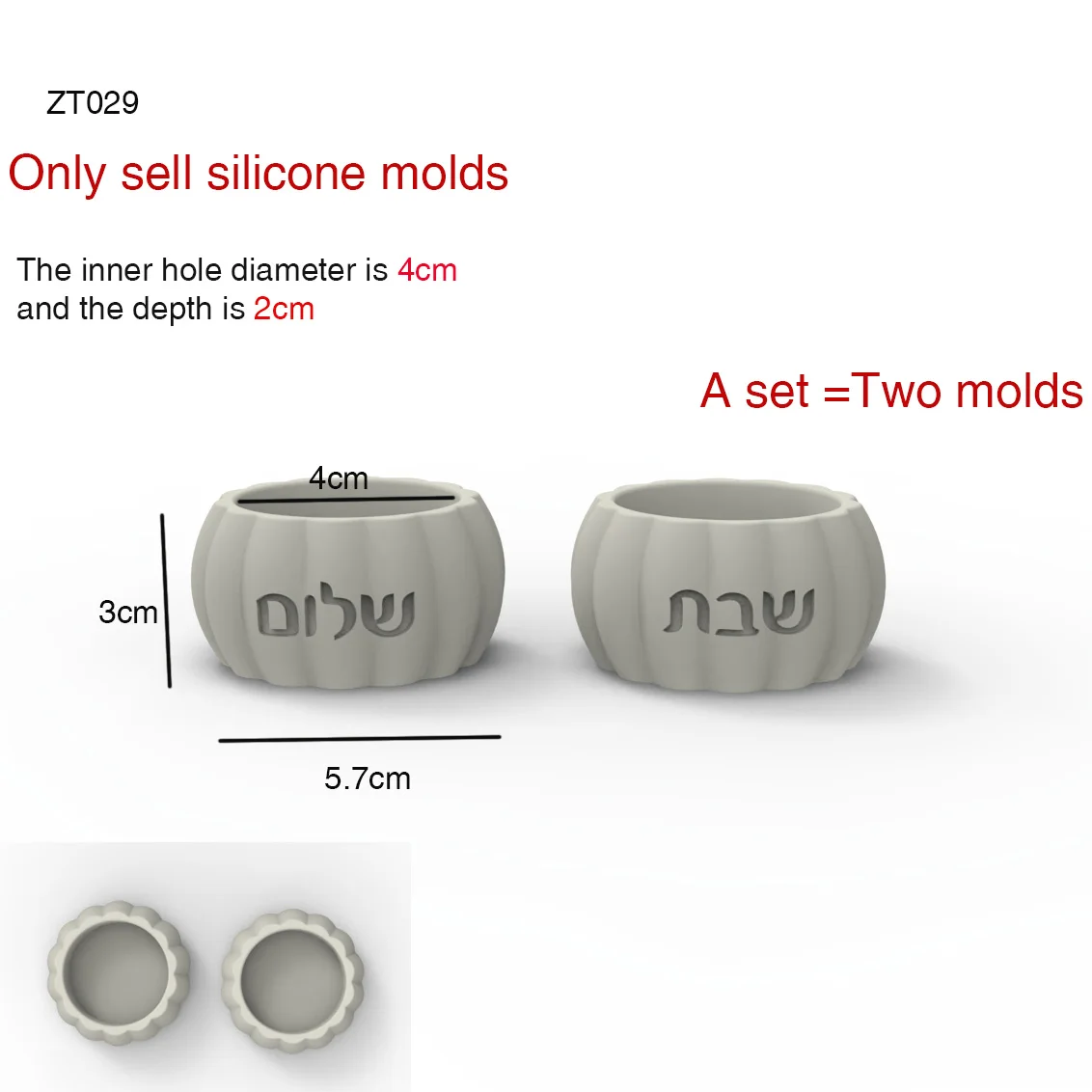 Silikonform für Shabbat Shalom Kerzenhalter in verschiedenen Formen, Zement-Gips-Kerzenhalter, Silikonform, Judaica, Sabbat – Detail 11