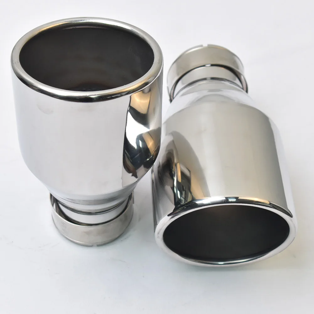 1 Pc Car Modified Flashed Outlet Edge Stainless Steel Exhaust Pipe Curly Shiny Angled Muffler Tip