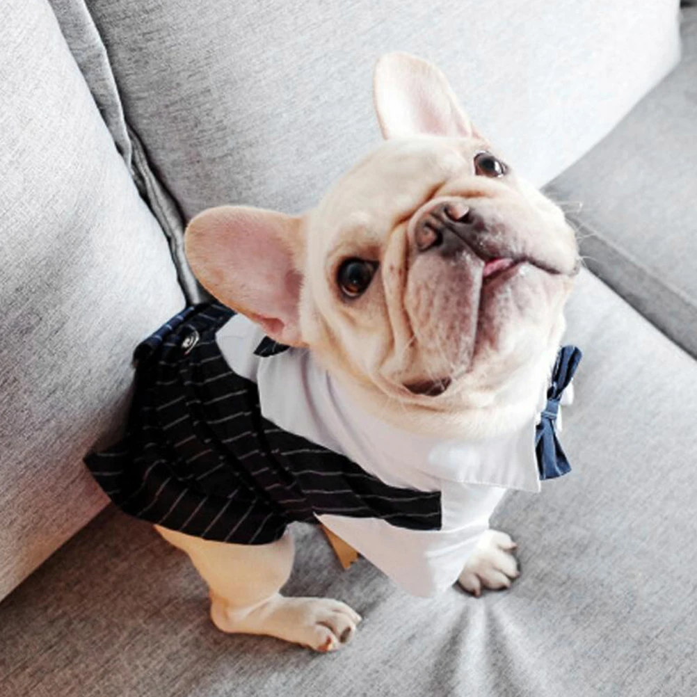 

Dog Wedding Suit Special Occasion Clothing Puppy Pet Tuxedo Clothes Comfortable Scoop Neck Bowtie Buttons Cotton Dog Accessories
