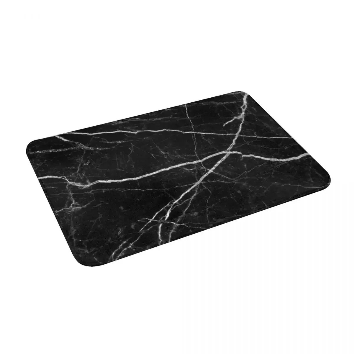 Black Marble Stone Texture Pattern Doormat Non-slip Kitchen Entrance Bathroom Polyester Rug Carpet Mat Bedroom Decor  Washable