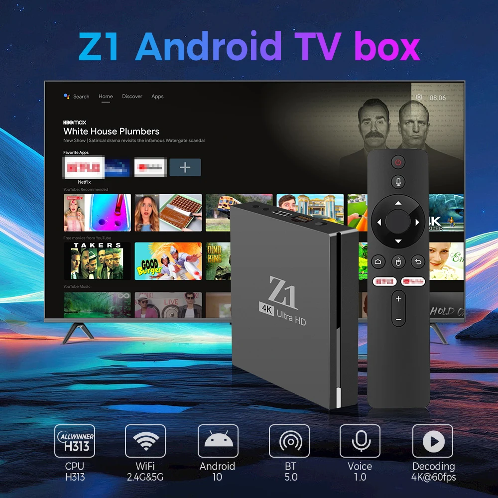 スマートZ1 Android TVボックス,ホームステッカー,wifi,2GB RAM, 16GB ROM, 3Dメディアプレーヤー,4K信号デコーダー,グローバルバージョン