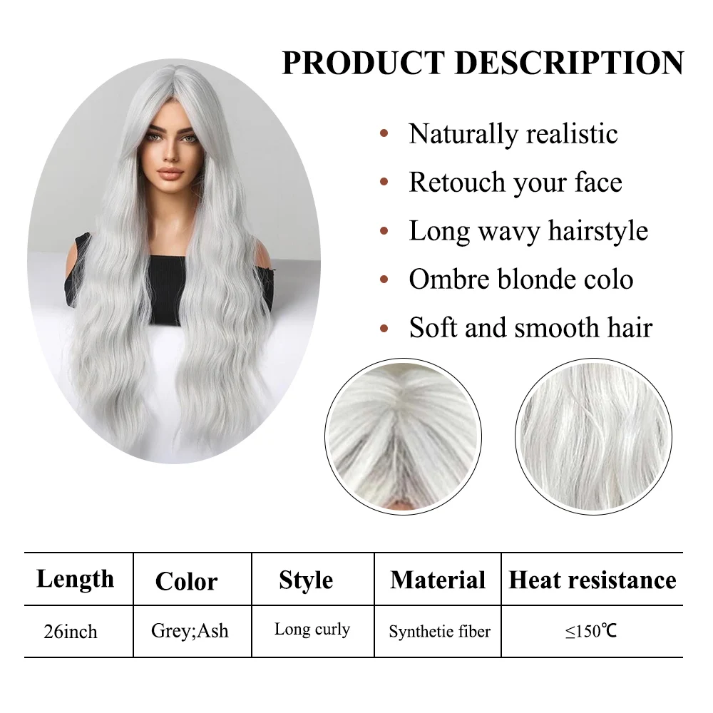 Aschgrau Platin lange lockige synthetische Perücken mit Pony für Frauen Afro Deep Wave Cosplay Lolita Perücke Natur haar Hitze Reisitant