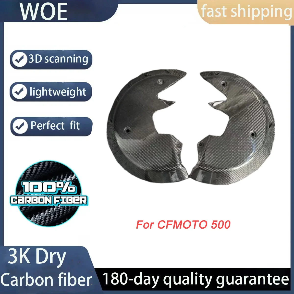 For CFMOTO 500 3K Full 100% Dry Carbon Fiber Motorcycle Modified Protect Part Front Brake Disc Protective Cover