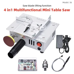 4 In1 Multifunctional Mini , Small Table Saw,Desktop Cutting Machine,Micro Lift Desktop Table Saw with Polishing Drill Machine