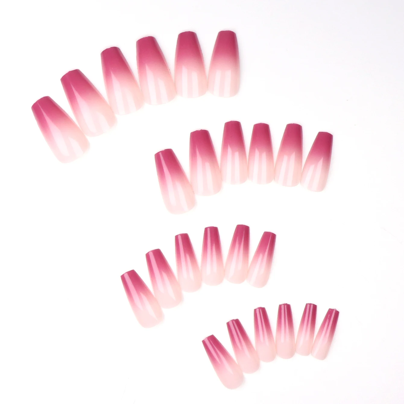 24 Uds. Mejora tu apariencia con gradiente de color púrpura claro, juego de uñas postizas cuadradas largas, 1 lima de uñas y 1 Kit de pegatinas de pegamento para uñas