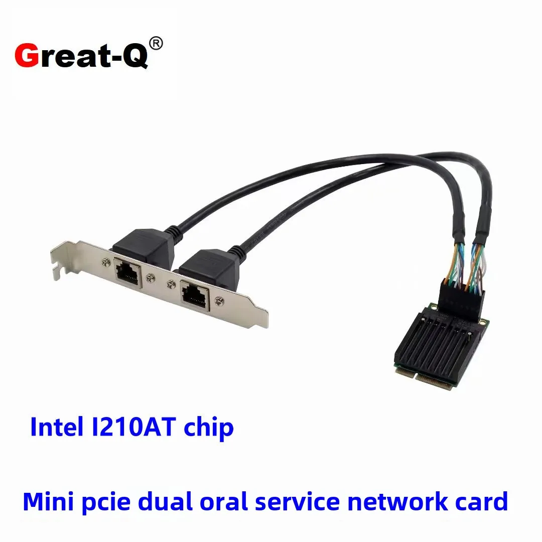 Mini PCIE dual port gigabit copper cable RJ45 industrial control grade LAN server network card I210AT