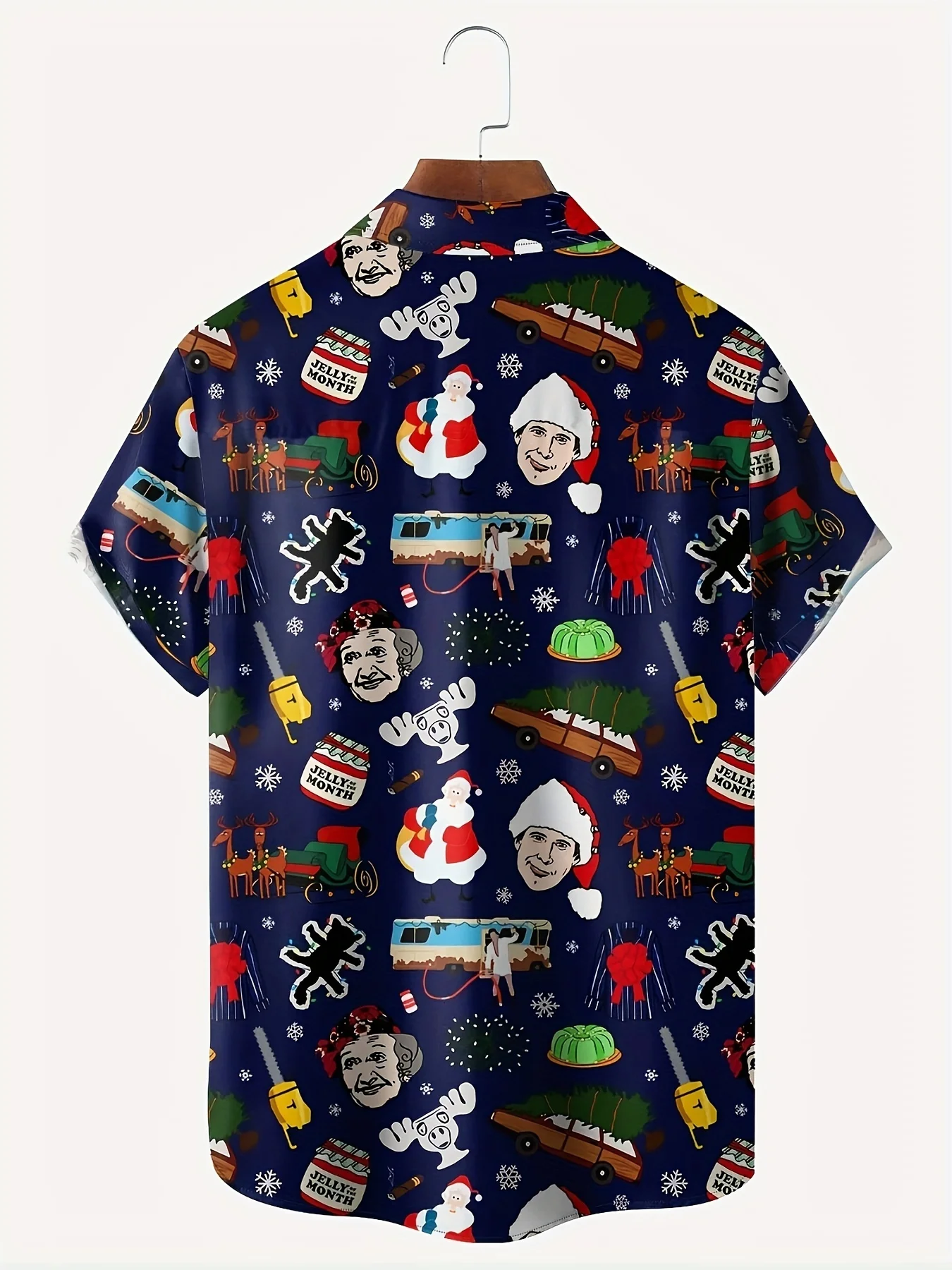 Heren Vintage Kerstfilm 3d Print Button-Down Shirt Met Zakken-Ademend Polyester, Wasbaar In De Machine