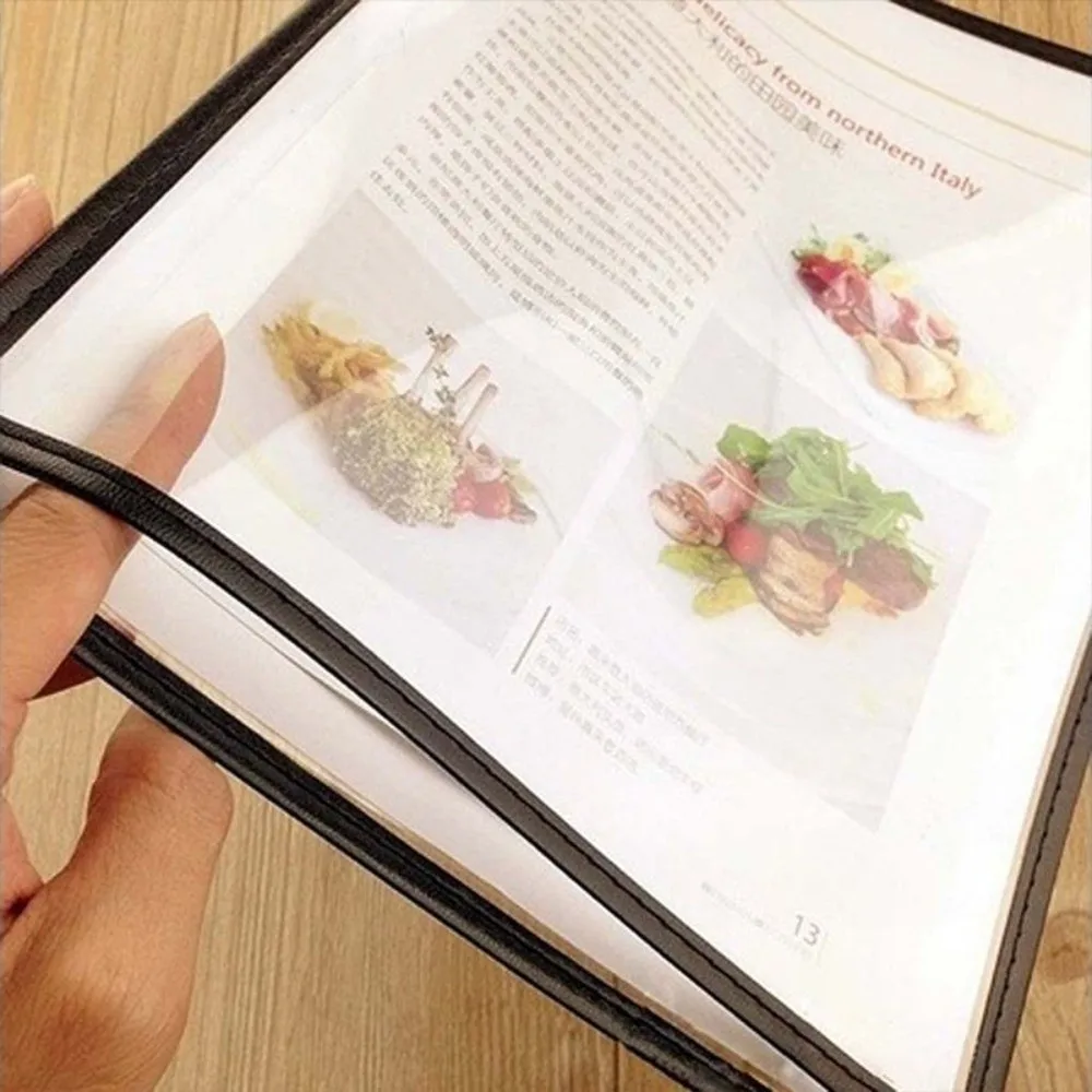 

Foldable PVC Transparent Menu Cover Metal Corners Reusable Menus Price Display Book Waterproof Double Panels