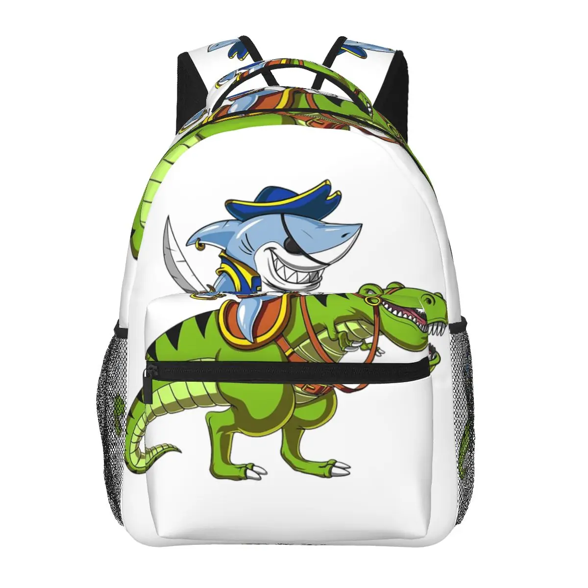 

Shark Pirate Riding T-Rex Dinosaur Backpacks Boys Girls Bookbag Children School Bags Laptop Rucksack Shoulder Bag Large Capacity