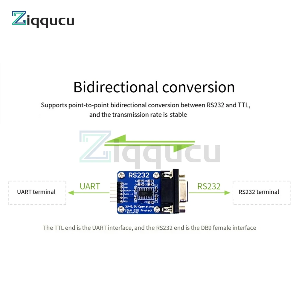 TTL to RS232 Module TTL RS232 Male Female Mutual Conversion Module Serial Level Conversion to SP232 TTL Serial Port ESD Protect