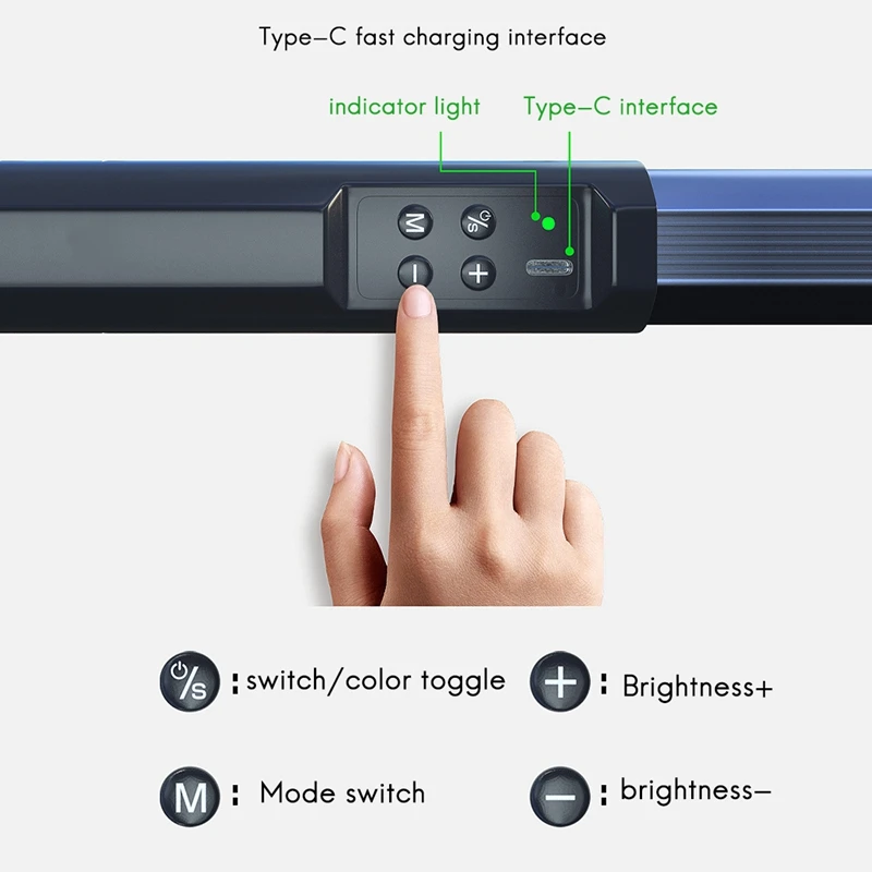 RGB-Vollfarb-Handfülllichtstab, wiederaufladbarer Fotografie-Lichtstab, 2500 K–9900 K + RGB