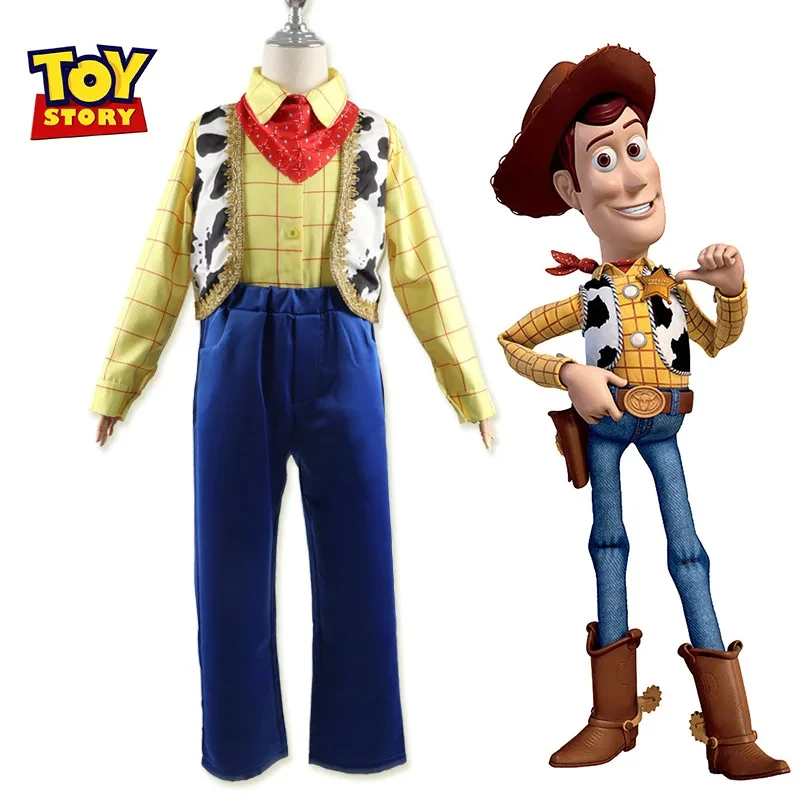 Disfraz de Anime Dis-ney Toy Story Woody, disfraz de Halloween para niños y niñas, disfraz de fiesta de Carnaval, juego de escenario, mascarada