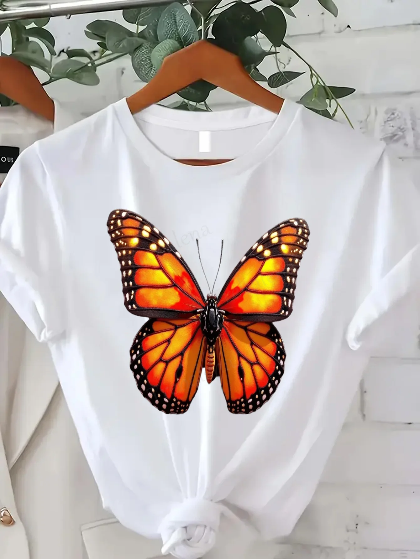 Damen-T-Shirt mit Schmetterlingsdruck, T-Shirt für Damen – sexy, lässiges Sommer-Top, trendiges Design