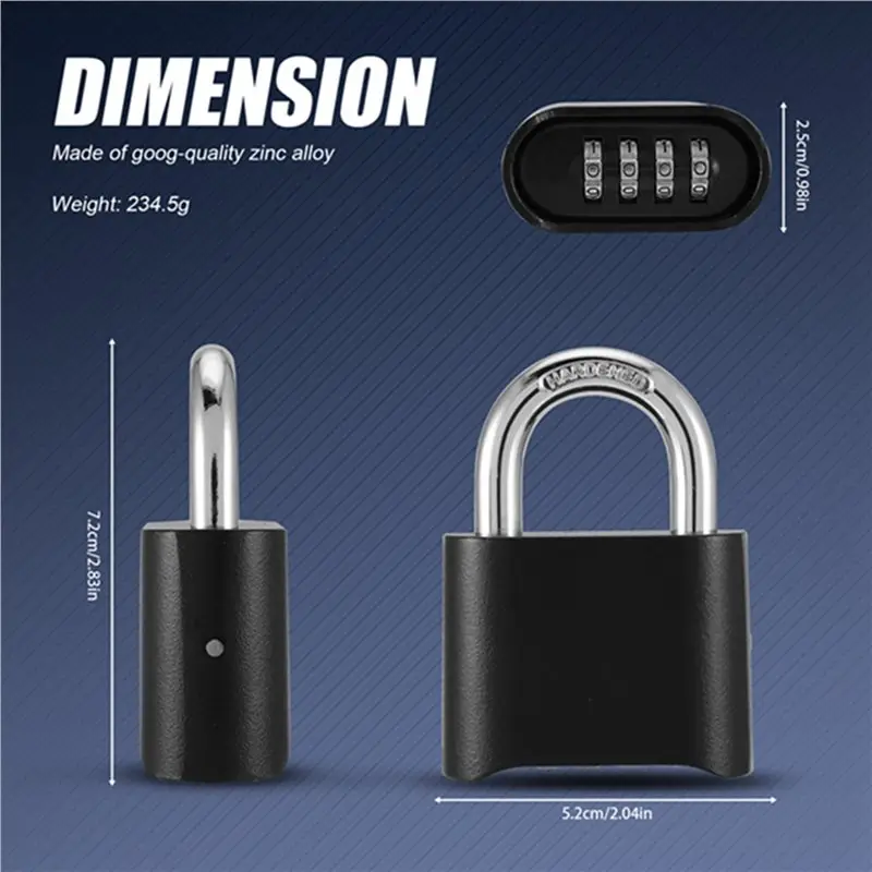 AA73 2X 4-Digit Combination Padlock With Number Password Weatherproof Anti-Rust Warehouse Special Lock Truck Doorlock