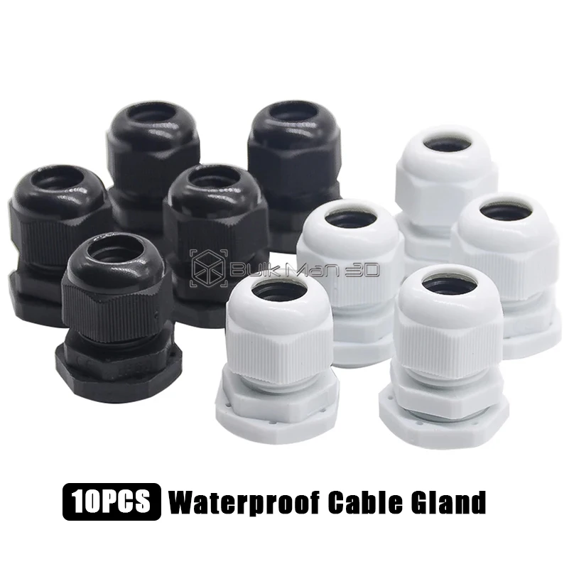 

10Pcs IP68 Waterproof Cable Gland PG7 PG9 PG11 PG13.5 PG16 PG19 White Black Nylon Plastic Connector