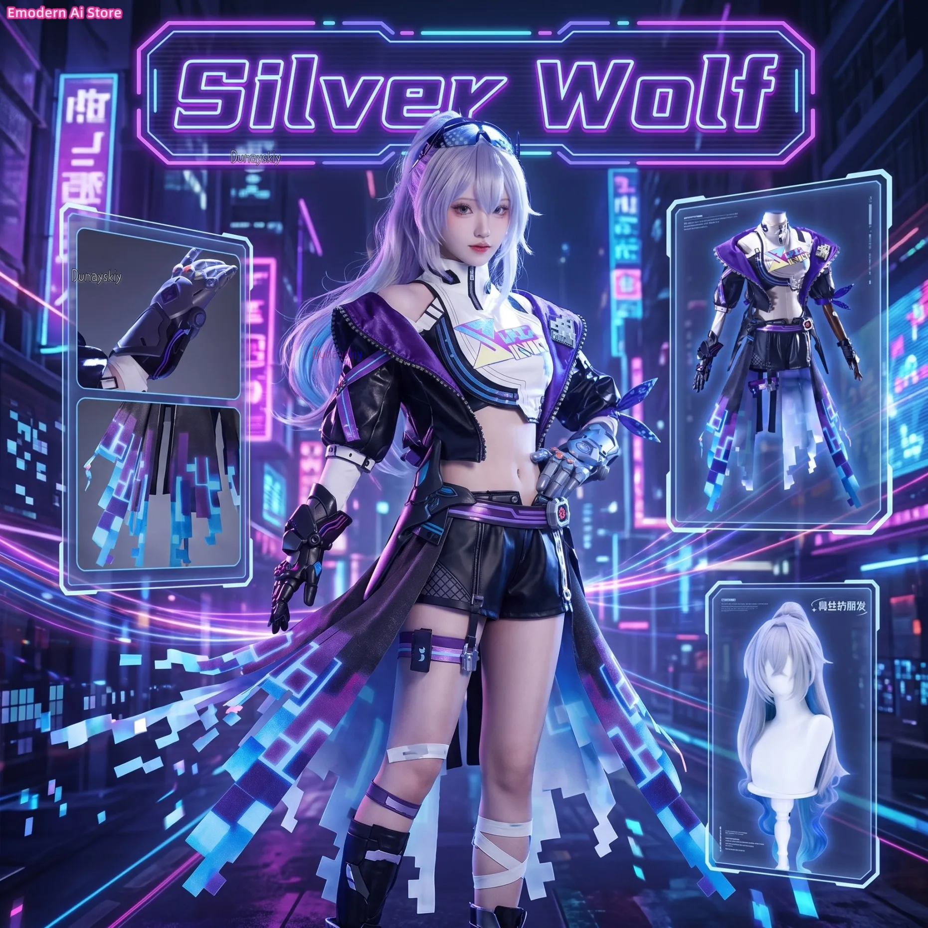 

Silver Wolf New Form Cosplay Costume Game Honkai：Star Rail Uniform Halloween Party For Women Men Carnival Props
