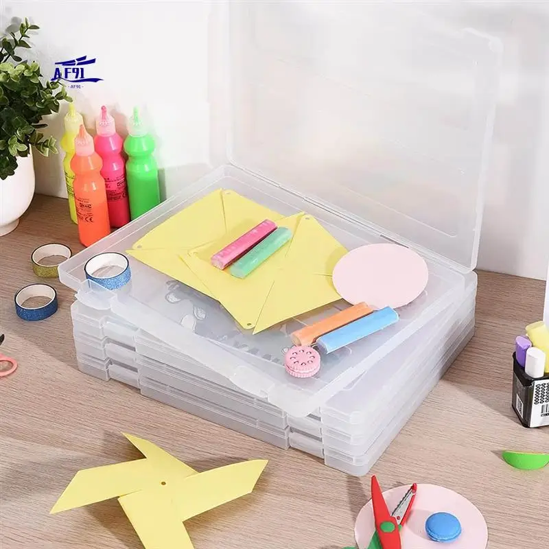 

AF91-4 Pack A4 File Portable Project Case,Plastic Storage Box For 8.5X11in Letter Paper, Scrapbook Documents Magazines Holder