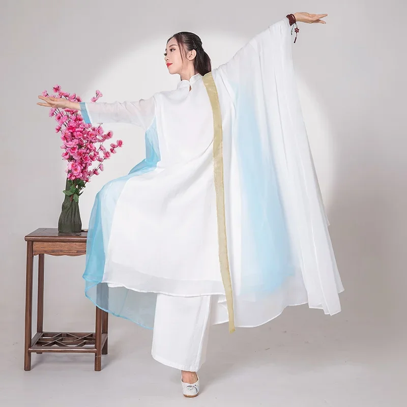 Han Chinese Clothing Robe Vintage Femme Maxi Dresses Chinese Elegant Female Long Robe Yoga Linen Meditation Robe 11608