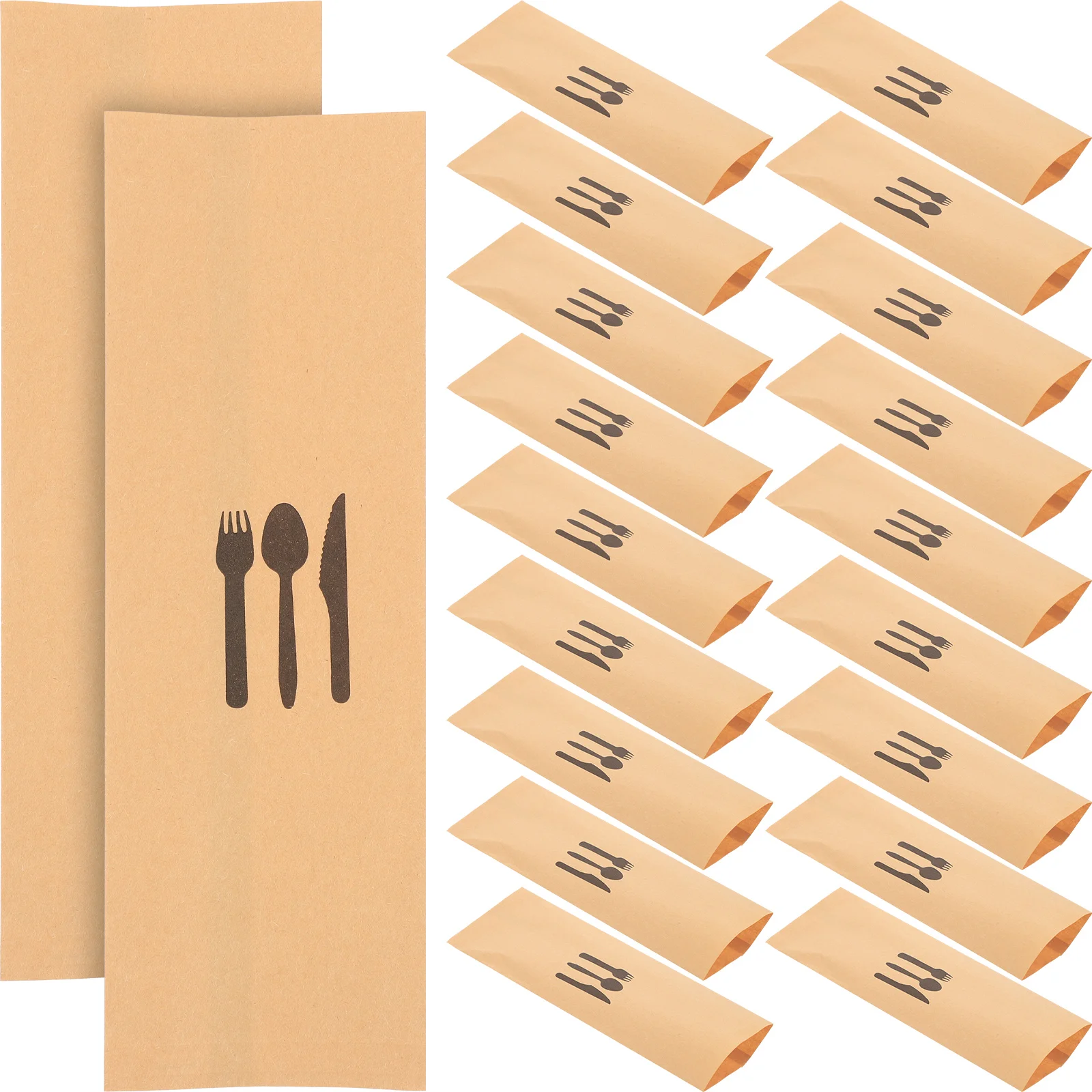 

100 Pcs Kraft Paper Cutlery Set Spoons Gold Restaurant Cover Utensil Bag Hotel Bags Wedding Silverware Baby